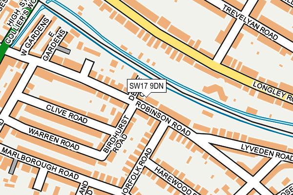 SW17 9DN map - OS OpenMap – Local (Ordnance Survey)