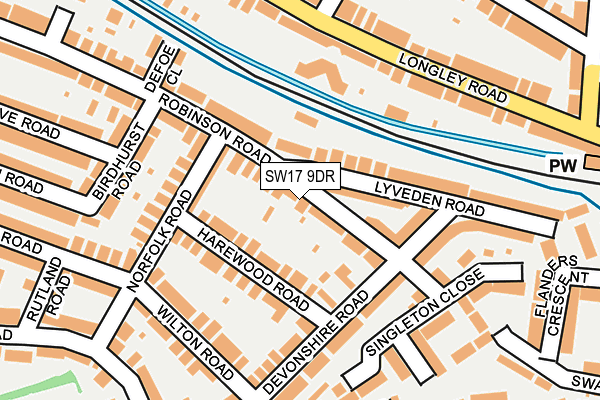 SW17 9DR map - OS OpenMap – Local (Ordnance Survey)