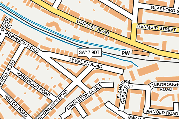 SW17 9DT map - OS OpenMap – Local (Ordnance Survey)