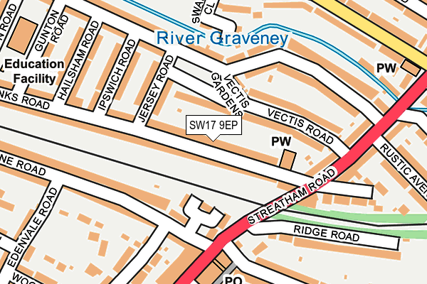 SW17 9EP map - OS OpenMap – Local (Ordnance Survey)