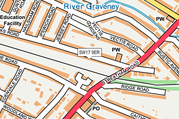 SW17 9ER map - OS OpenMap – Local (Ordnance Survey)