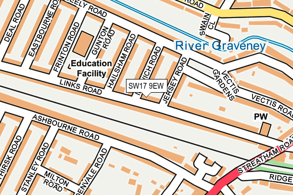 SW17 9EW map - OS OpenMap – Local (Ordnance Survey)