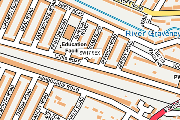 SW17 9EX map - OS OpenMap – Local (Ordnance Survey)