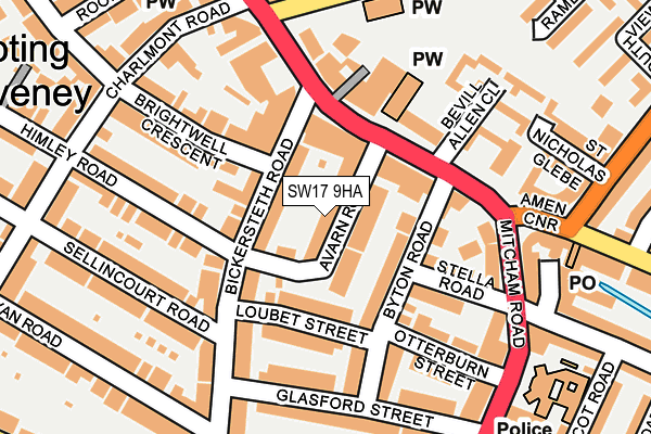 SW17 9HA map - OS OpenMap – Local (Ordnance Survey)