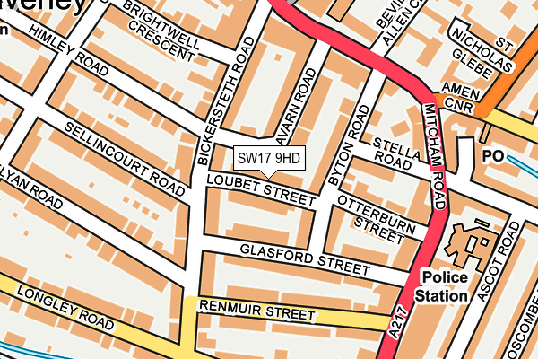 SW17 9HD map - OS OpenMap – Local (Ordnance Survey)