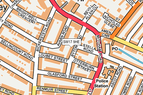 SW17 9HE map - OS OpenMap – Local (Ordnance Survey)