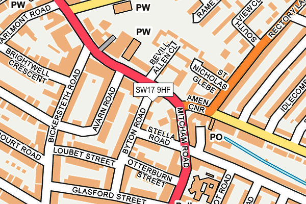 SW17 9HF map - OS OpenMap – Local (Ordnance Survey)