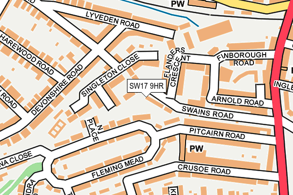 SW17 9HR map - OS OpenMap – Local (Ordnance Survey)