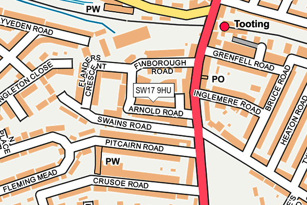 SW17 9HU map - OS OpenMap – Local (Ordnance Survey)