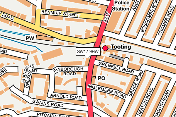 SW17 9HW map - OS OpenMap – Local (Ordnance Survey)