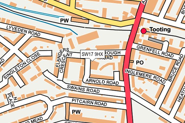 SW17 9HX map - OS OpenMap – Local (Ordnance Survey)