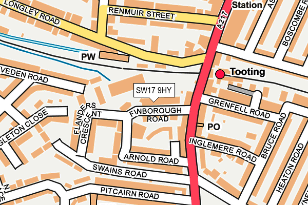 SW17 9HY map - OS OpenMap – Local (Ordnance Survey)