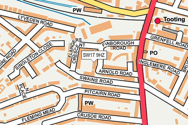 SW17 9HZ map - OS OpenMap – Local (Ordnance Survey)