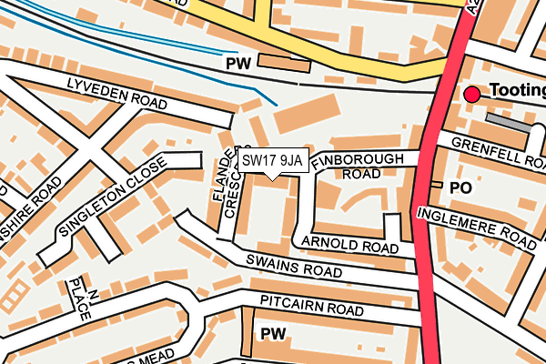 SW17 9JA map - OS OpenMap – Local (Ordnance Survey)
