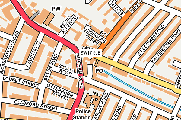 SW17 9JE map - OS OpenMap – Local (Ordnance Survey)