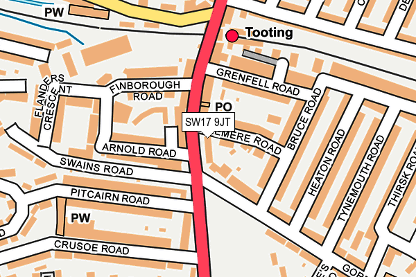 SW17 9JT map - OS OpenMap – Local (Ordnance Survey)