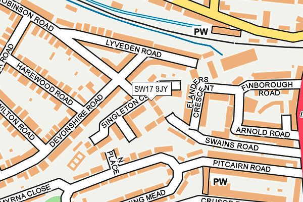 SW17 9JY map - OS OpenMap – Local (Ordnance Survey)