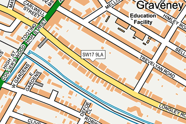 SW17 9LA map - OS OpenMap – Local (Ordnance Survey)
