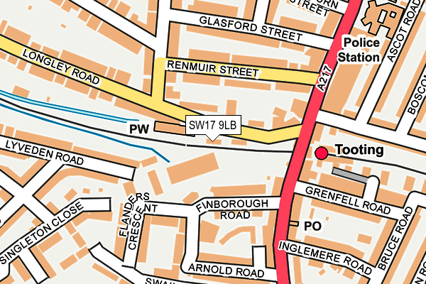 SW17 9LB map - OS OpenMap – Local (Ordnance Survey)