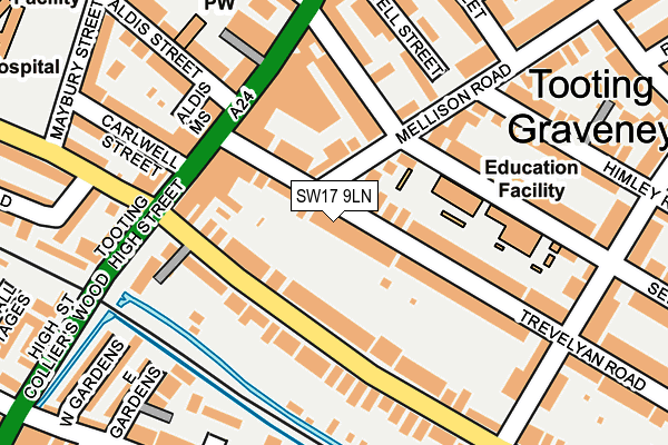 SW17 9LN map - OS OpenMap – Local (Ordnance Survey)