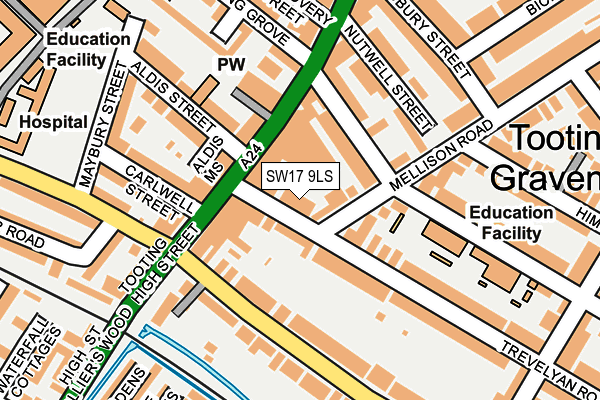 SW17 9LS map - OS OpenMap – Local (Ordnance Survey)