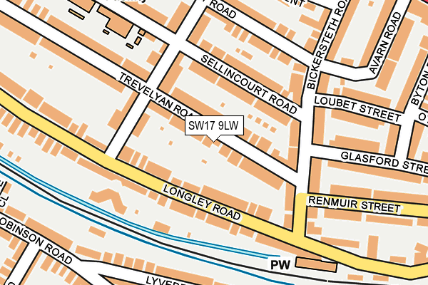 SW17 9LW map - OS OpenMap – Local (Ordnance Survey)