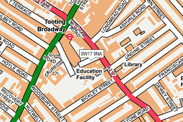 SW17 9NA map - OS OpenMap – Local (Ordnance Survey)