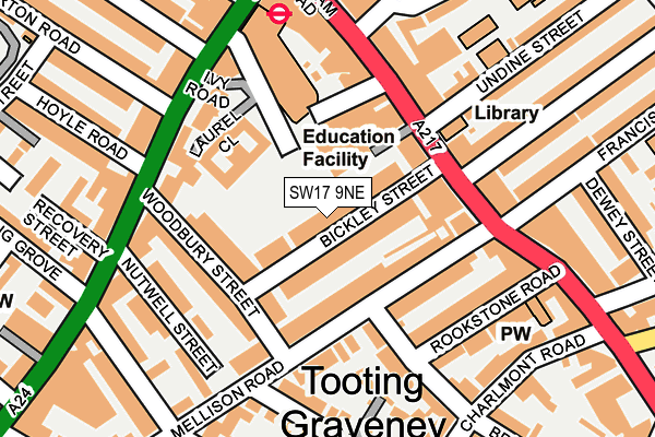 SW17 9NE map - OS OpenMap – Local (Ordnance Survey)