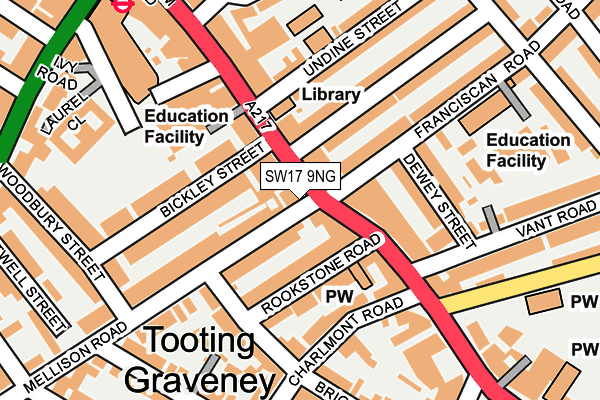 SW17 9NG map - OS OpenMap – Local (Ordnance Survey)