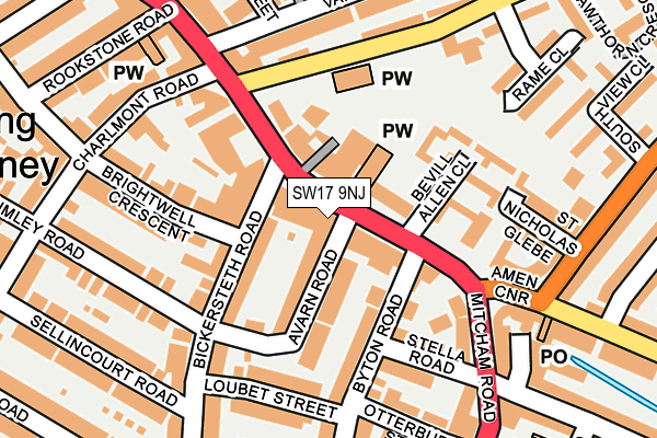 SW17 9NJ map - OS OpenMap – Local (Ordnance Survey)