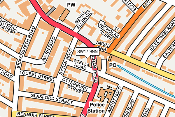 SW17 9NN map - OS OpenMap – Local (Ordnance Survey)