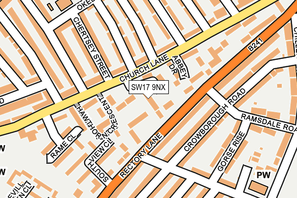 SW17 9NX map - OS OpenMap – Local (Ordnance Survey)