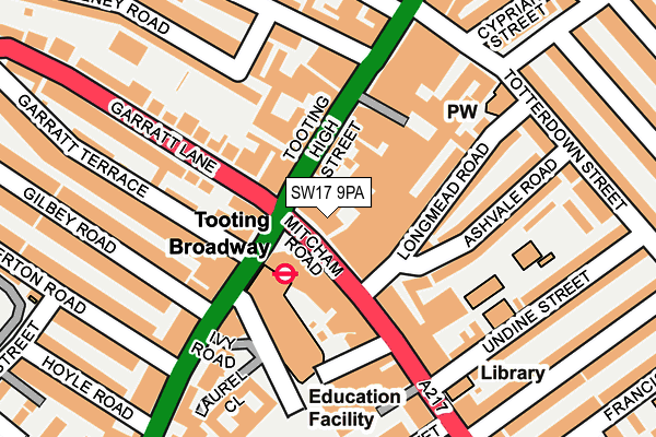 SW17 9PA map - OS OpenMap – Local (Ordnance Survey)