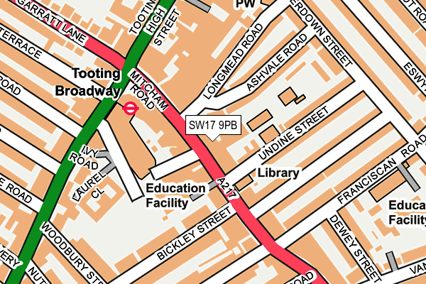 SW17 9PB map - OS OpenMap – Local (Ordnance Survey)