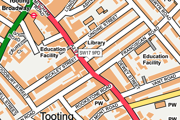 SW17 9PD map - OS OpenMap – Local (Ordnance Survey)