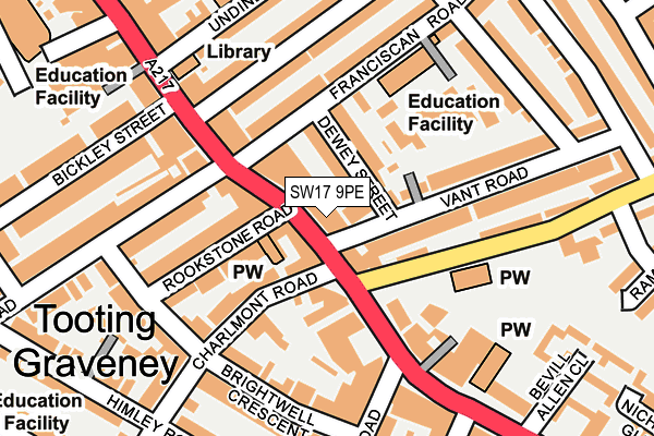 SW17 9PE map - OS OpenMap – Local (Ordnance Survey)