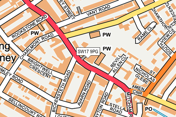 SW17 9PG map - OS OpenMap – Local (Ordnance Survey)