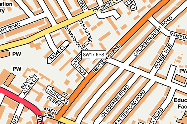 SW17 9PS map - OS OpenMap – Local (Ordnance Survey)