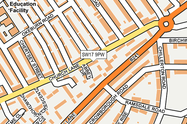 SW17 9PW map - OS OpenMap – Local (Ordnance Survey)