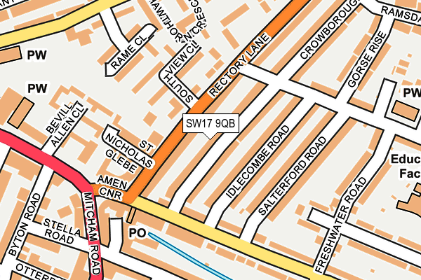 SW17 9QB map - OS OpenMap – Local (Ordnance Survey)