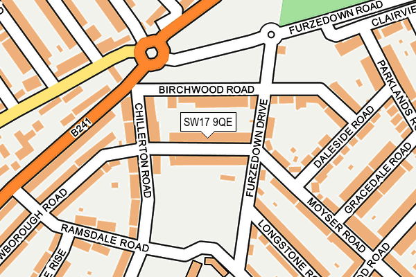 SW17 9QE map - OS OpenMap – Local (Ordnance Survey)