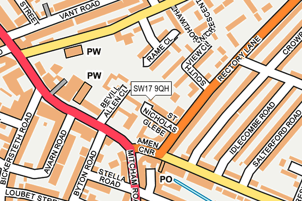 SW17 9QH map - OS OpenMap – Local (Ordnance Survey)