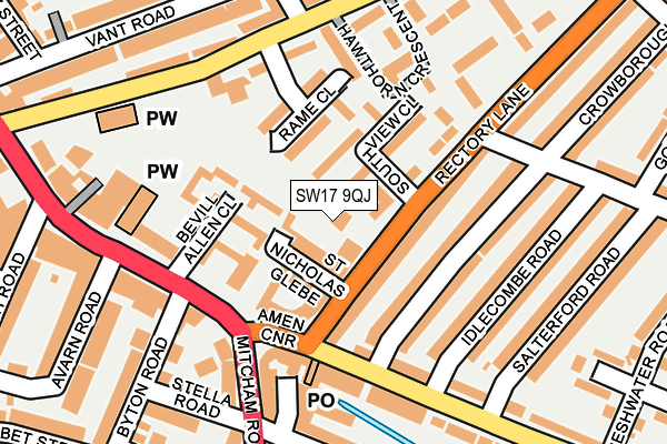 SW17 9QJ map - OS OpenMap – Local (Ordnance Survey)