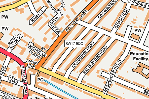 SW17 9QQ map - OS OpenMap – Local (Ordnance Survey)