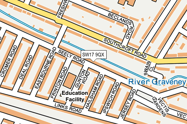 SW17 9QX map - OS OpenMap – Local (Ordnance Survey)