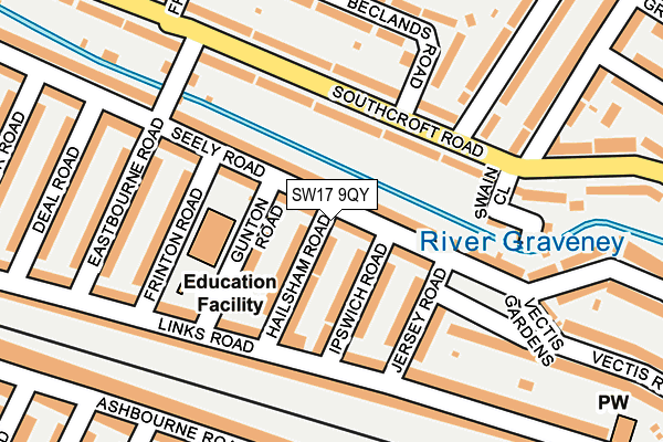 SW17 9QY map - OS OpenMap – Local (Ordnance Survey)