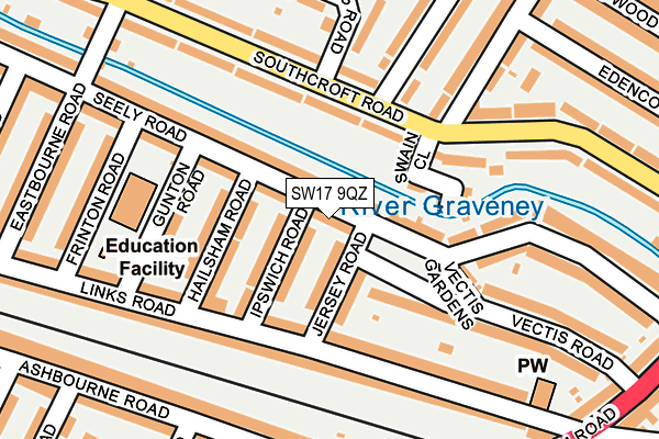 SW17 9QZ map - OS OpenMap – Local (Ordnance Survey)