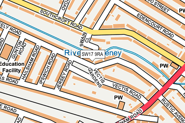 SW17 9RA map - OS OpenMap – Local (Ordnance Survey)