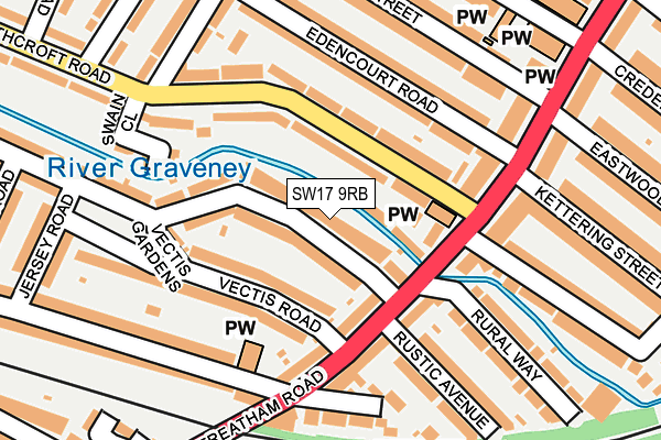 SW17 9RB map - OS OpenMap – Local (Ordnance Survey)