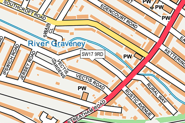 SW17 9RD map - OS OpenMap – Local (Ordnance Survey)